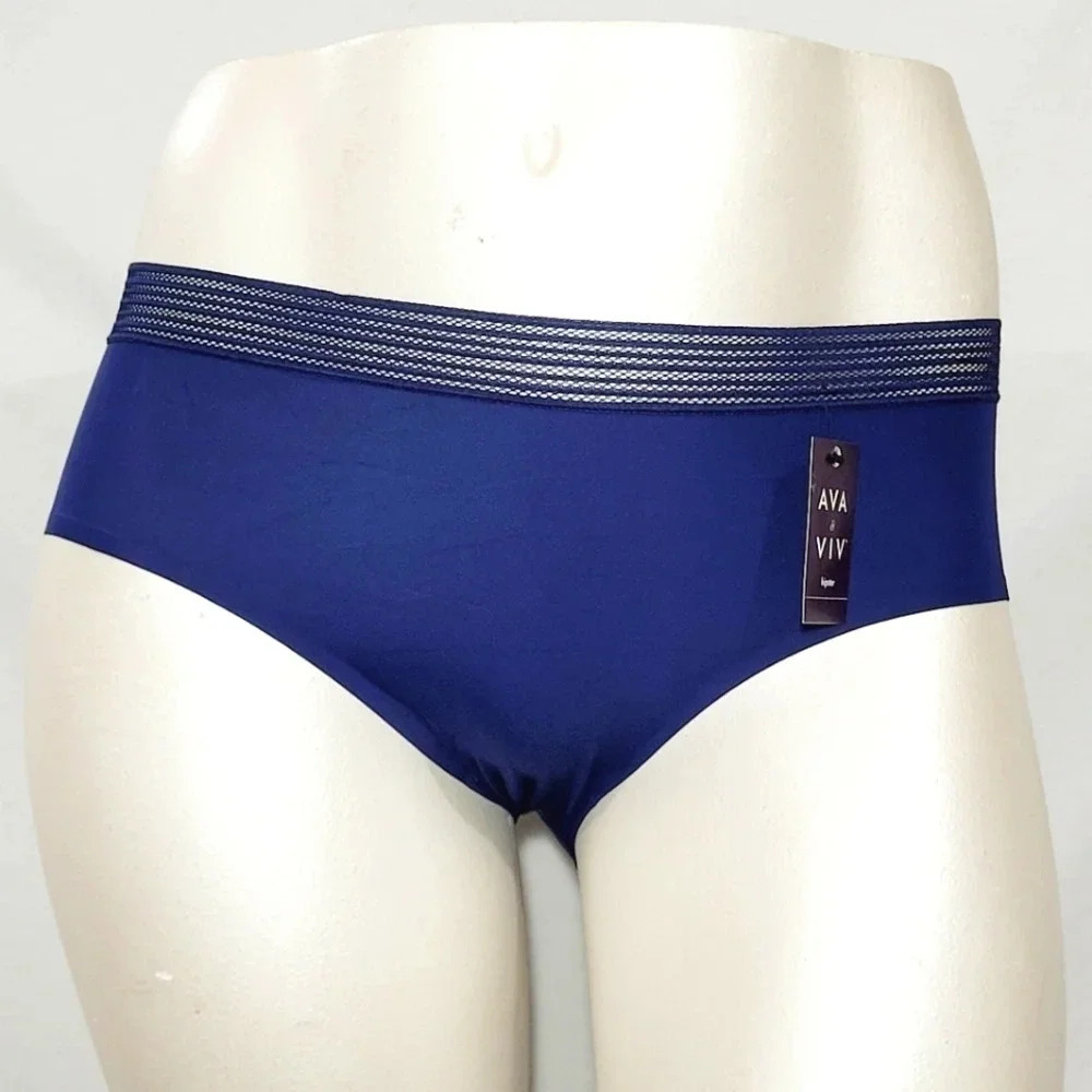 4X Ava & Viv Plus Size Laser Cut No Show Hipster Panty Nighttime Blue NWT
